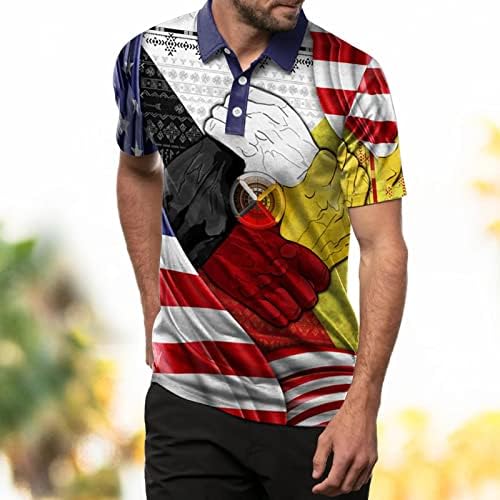 HDDK Yurtsever polo gömlekler Mens için, Amerikan Bayrağı Etnik Hint Tees Tops Yaz Kısa Kollu Egzersiz Rahat Golf