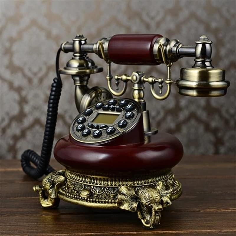 HOUKAI Antika Sabit Telefon Ev Arayan KİMLİĞİ Sabit Telefon Reçine ve Taklit Metal Eller Serbest Düğme Kadranlı Telefonlar