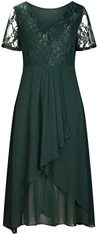 ZEFOTİM Yaz Elbiseler Kadınlar için 2023 Kısa Kollu dantel kesik dekolte Casual Çiçek Plaj Güneş Midi Dökümlü Elbise