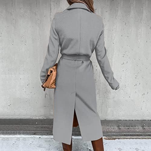 2022 Yeni Trençkot Bayan kadın Sahte Yün Uzun Ceketler Vintage Yaka Rüzgarlık Sonbahar ve Kış Açık Ön Hırka