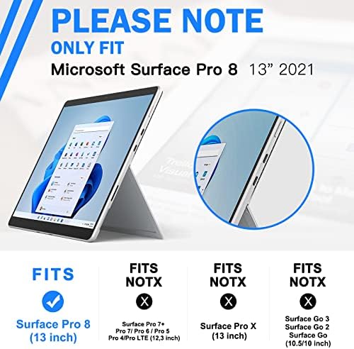 BRAECN Kılıf Yüzey Pro 8 13 İnç (2021 Sürümü), sağlam 360 Derece döner stant/El Kayışı Microsoft Surface Pro 8 Tablet