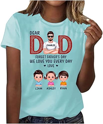 Babalar Günü T-Shirt kadın Mektubu Baskılı Grafik Kısa Kollu Üstleri Yaz Ekip Boyun Gevşek Fit Bluz Vintage Tees