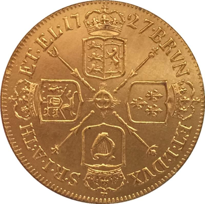5 Farklı Tarihleri İngiliz George I Saf Bakır Altın Kaplama Paralar Antika Gümüş Dolar Paraları