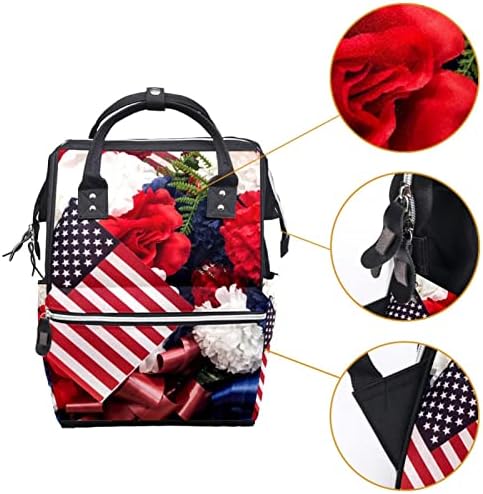 GUEROTKR Seyahat Sırt Çantası, bebek bezi çantaları, Sırt Çantası Bebek Bezi Çantası, çiçek bitki amerikan bayrağı