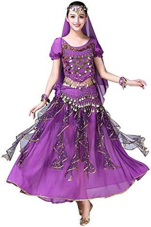 AÇIK Kadın Oryantal Dans Elbise Hint Bollywood Cadılar Bayramı Kostüm Şifon Etekler Parlak Oryantal Dans Takım Elbise