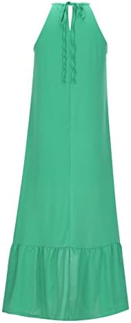 Kadın Yaz Maxi Elbise Casual Boho Kolsuz Spagetti Kayışı şifon elbise Katmanlı Fırfır Uzun Plaj Güneş Elbiseler