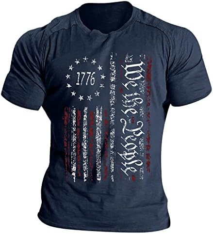 Erkekler için Tops uzun kollu erkek gömlek Bağımsızlık Günü Bayrağı Rahat Yumuşak ve Rahat T Shirt Yuvarlak ve Büyük
