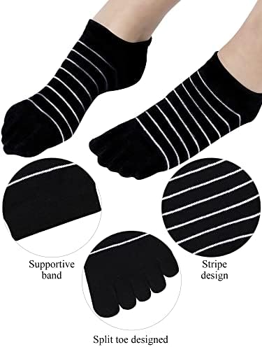 5 Pairs Şerit Ayak Çorap Beş Parmak Çorap Düşük Kesim Renkli Çorap Kadınlar için Kız Malzemeleri