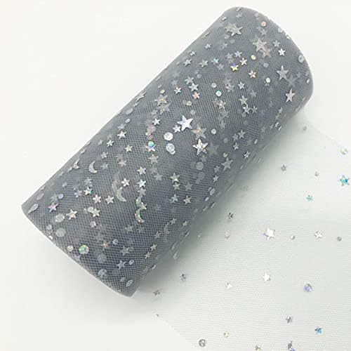 Glitter Tül Kumaş Rolls, 6 50 Yards tarafından (150FT) köpüklü Tül Biriktirme Şerit Pullu Tül Netleştirme Kumaş Tutu