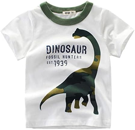 Dkygxwt Yürüyor Çocuk Bebek Erkek Kısa Kollu T Shirt Kamuflaj Dinozor Crewneck Üstleri Tee Yaz günlük kıyafetler