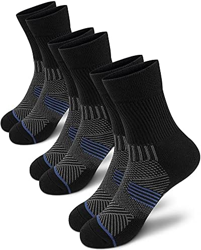 PAPLUS Sıkıştırma Koşu Çorap Erkekler ve Kadınlar için 3 Pairs, Yastıklı Atletik Ekip Çorap Kemer Desteği ile