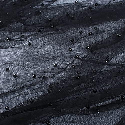 SELFAB 1 Yard Siyah inci ipliği Yumuşak Tül Örgü Kumaş düğün elbisesi Kumaş Parti Dekorasyon Net Düz Renk Yumuşak