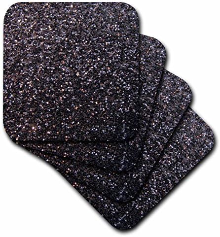 3dRose Siyah Suni Parıltı-Işıltılı Doku Fotoğrafı-Göz Alıcı Mat Işıltılı Bling-Göz Alıcı Şık Kız Gibi Yumuşak Bardak
