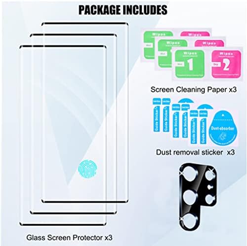 OttarScreen Galaxy S22 Ultra Ekran Koruyucu【3 + 1 Paket】 1 Paket Temperli Cam Kamera Lens koruyucu, Uyumlu parmak