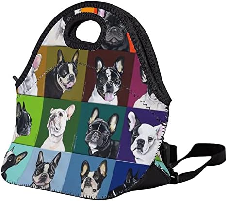 Portre Bulldog öğle yemeği çantası Dayanıklı Yeniden Kullanılabilir Yalıtımlı Yemek Çantası Yetişkin Çocuk için Çalışmak
