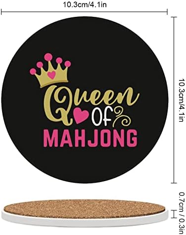 Mahjong Kraliçe Seramik Bardak Yuvarlak Mantar Taban Masa Üstü Koruma Mat Kupalar Ofis Mutfak 4 ADET