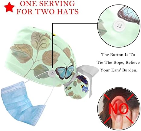 Düğmeli Hareketli Pembe Çiçekli Çalışma Şapkaları, Kadınlar için Uzun Saç Fırçalama Şapkaları At Kuyruğu Tutacağı
