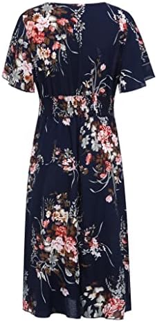 Yaz elbisesi Kadınlar için 2023 Artı Boyutu Moda Bayanlar Çiçek Baskılı V Yaka Kısa Kollu rahat elbise
