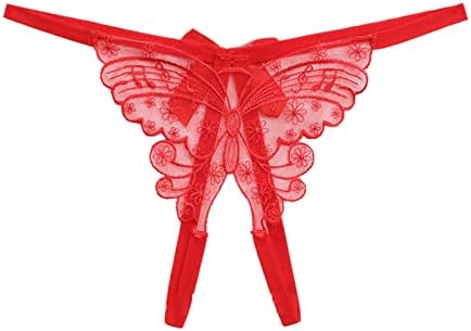 Crotchless Külot Kadınlar için Düşük Bel Dantel İşlemeli Kelebek İç Çamaşırı Thongs Nefes See Through T-Geri Tanga