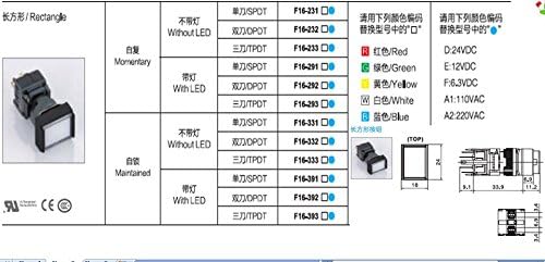 16MM Anahtarı Kendinden kilitleme Yuvarlak gösterge 5A 220VAC DPDT (2a + 2b değil LED) f16-332 DIP kırmızı renk ve