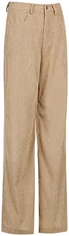 Kadife Pantolon Kadınlar için Yüksek Bel Katı Vintage Düz Bacak Baggy Pantolon Rahat Ter Pantolon