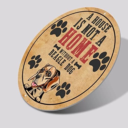 Komik Metal Köpek İşareti Plak Bir Ev Beagle Olmadan Bir Ev Değildir Köpek Yuvarlak Vintage Pet Kapı Askısı Metal
