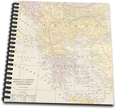 3dRose db_178866_2 Vintage Türkiye Yunanistan ve Romanya Harita Anı Defteri, 12 x 12