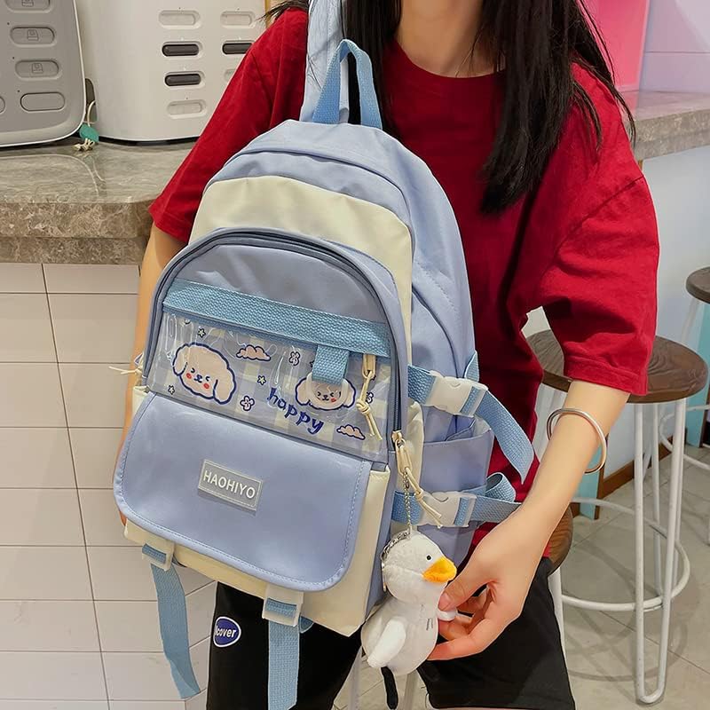 Kawaii Sırt Çantası Kızlar için Japon Sırt Çantası Su Geçirmez Naylon Sevimli Kolye ile Okul Okul Çantalarını Estetik