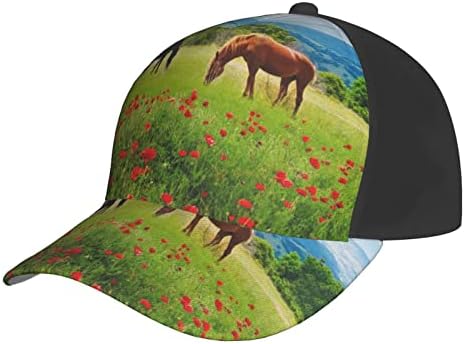 Çeşitli Atlar Baskılı beyzbol şapkası, Ayarlanabilir geniş şapka, Tüm Hava Koşullarına Uygun Koşu ve Açık Hava Etkinlikleri