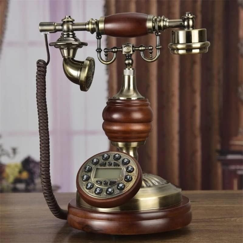 ZLXDP Antika Sabit Telefon Retro Ev Dokunmatik Arama katı ahşap Sabit Telefon Mavi Aydınlatmalı + Handsfree + Arayan