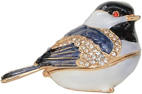 Chickadee Kuş Biblo Mücevher Kutusu Emaye Kutu Kristaller Heykelcik Kuş Dekor Hediyeler Kolye Tutucu