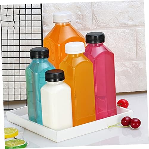 SOLUSTRE 15 adet Kapaklı meyve suyu şişesi Kapları Smoothie Kapları Kapaklı Şeffaf kap Plastik Su Şişeleri Taşınabilir