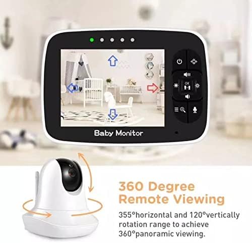 Bebek izleme monitörü, Sıcaklık Algılama ile 3.5 İnç Bebek video monitörü, 2 Yönlü İnterkom Bebek Güvenlik Kamerası,