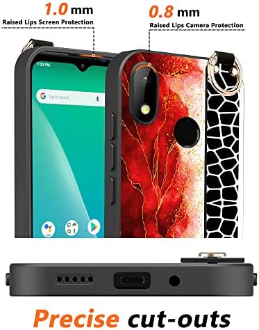 HotPepper Chilaca 6.5 için Telefon Kılıfı, moda Mermer Desen Bilek Kayışı Temperli Cam Ekran Koruyucu ile Kılıf Standı