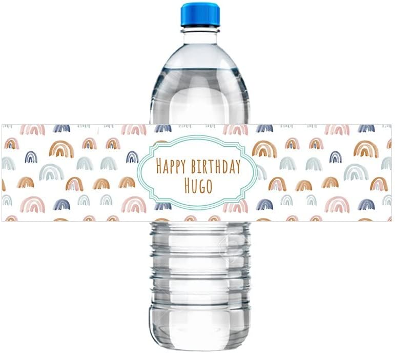 30 adet Özel Gökkuşağı Su Şişesi Sarma Etiket Etiketleri Vaftiz Bebek Duş Doğum Günü Partisi Kişiselleştirilmiş Dekor