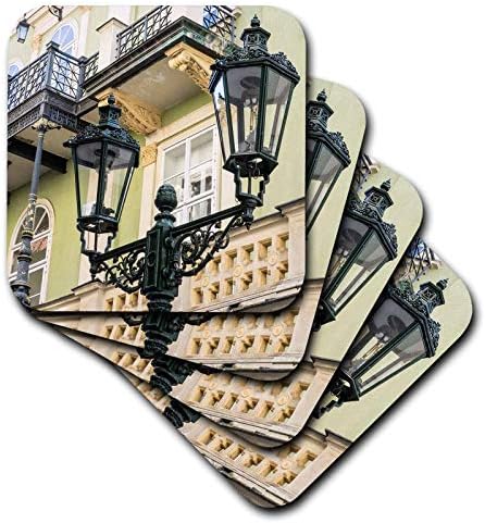 3dRose Çek Cumhuriyeti, Prag. Prag'ın Eski kentindeki sokak lambası direği. - Bardak altlığı (CST_313084_1)