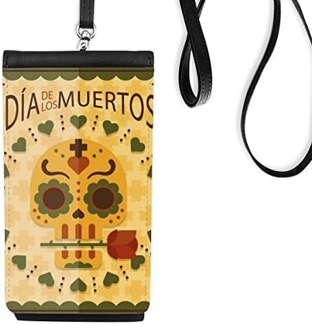l Gül Ölü Meksika Telefon Cüzdan çanta Asılı Cep Kılıfı Siyah Cep