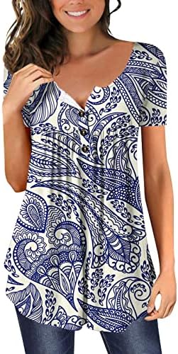 lcepcy Bayan Kapak Karın Tunikler, Gevşek Fit Kısa Kollu T Shirt, 2023 Yaz Henley Sevimli Tshirt Şık Casual Bluzlar