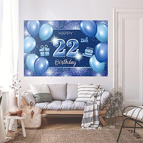 Mutlu 27th Doğum Günü Backdrop Banner Dekor Mavi Nokta Glitter Sparkle 27 Yaşında Doğum Günü partisi Tema Süslemeleri