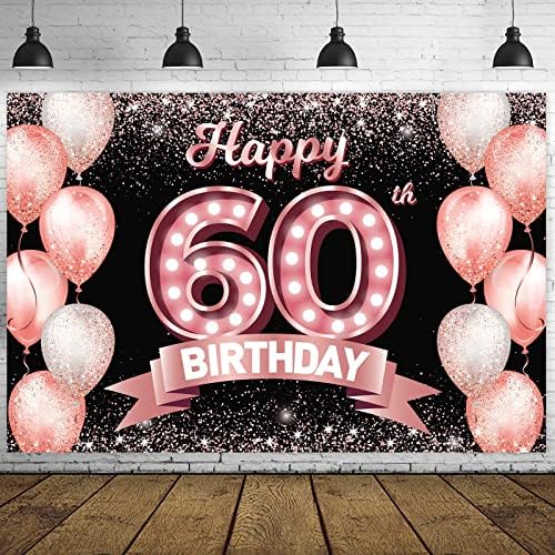 Mutlu 60th Doğum Günü Gül Altın Afiş Zemin Şerefe 60 Yaşında konfeti balonları Tema Dekor Süslemeleri Kadınlar için