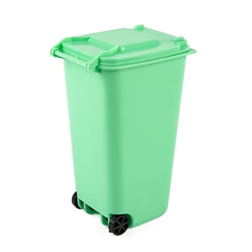 ABECEL çöp tenekesi, Mini Masaüstü çöp tenekesi Plastik çöp kutuları kapaklı Ev Temiz çöp Masası (Renk: Yeşil)
