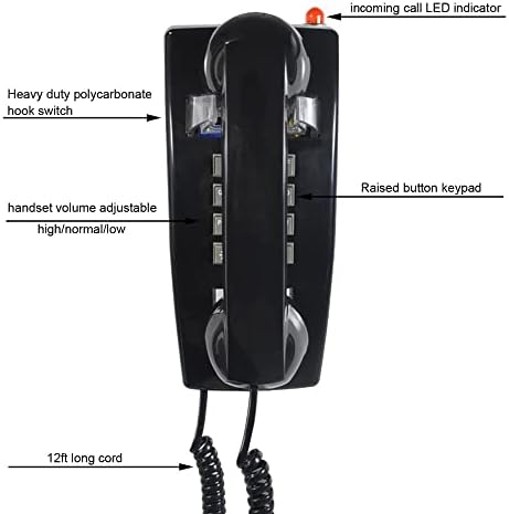 WYFDP Kablolu Duvar Telefonu Analog Eski Okul Telefon Kablosu ile Vintage Döner Duvara Monte Telefon Ekstra Lound