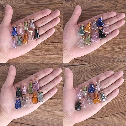 YASEZ Mini Renkli Cam mantarlı şişeler Minyatür Vazo Küçük Kavanoz Şişeleri Küçük Kaplar DIY Sanat El Sanatları Düğün