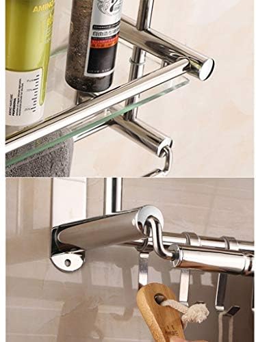 NESHO 2 Katlı 6mm Kalınlığında Temperli Cam Raf Banyo Rafları duş rafı Banyo Sepeti Depolama Rafı Paslanmaz Çelik