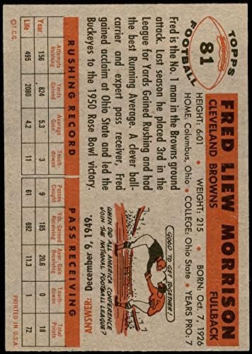 1956 Topps 81 Fred Morrison Cleveland Browns-FB (Futbol Kartı) ESKİ / MT Browns-FB Ohio St