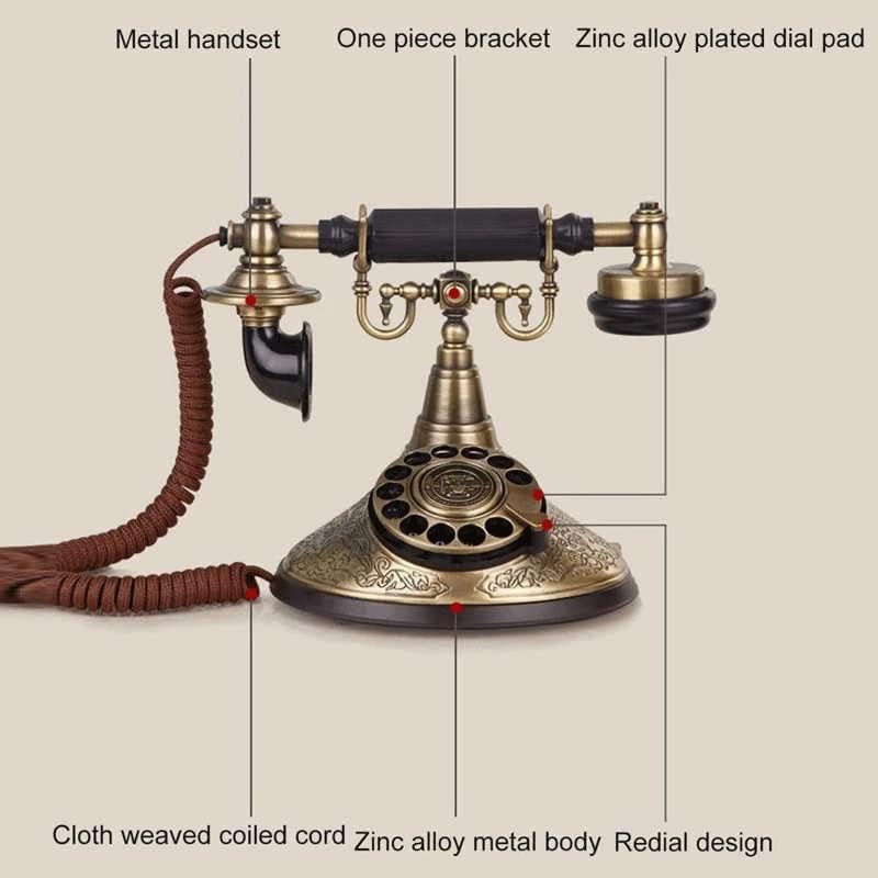 DHTDVD Vintage Telefon Dönen Arama Kablolu Eski Moda Telefon Ahize Zil Sesi Ses Ayarı Çalışma Odası için