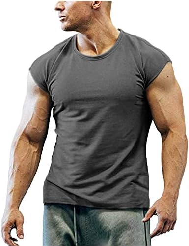 Erkek Kas Kesim Spor Salonu Egzersiz Tankı Üstleri Atletik Aktif spor kolsuz tişört Vücut Geliştirme Crewneck Yelek