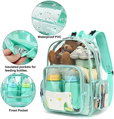 Yusudan Şeffaf bebek bezi çantası Sırt Çantası Bebek Kız Erkek, Anne Bezi Değiştirme Çantaları Kadınlar için (Nane