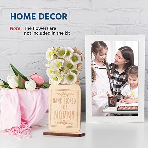 HH Aile Anneler Günü Hediyeleri Anne için El Aldı Anne için saksı 2 Paket DIY ahşap Hediye Ev Dekorasyon için
