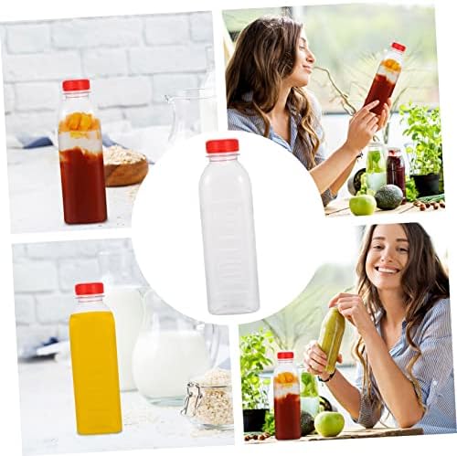 Luxshıny 10 adet içme şişesi Cam Kaplar Kare Su Şişesi Düz kapaklı konteyner Seyahat Çay Kavanoz Şişesi Boş Plastik